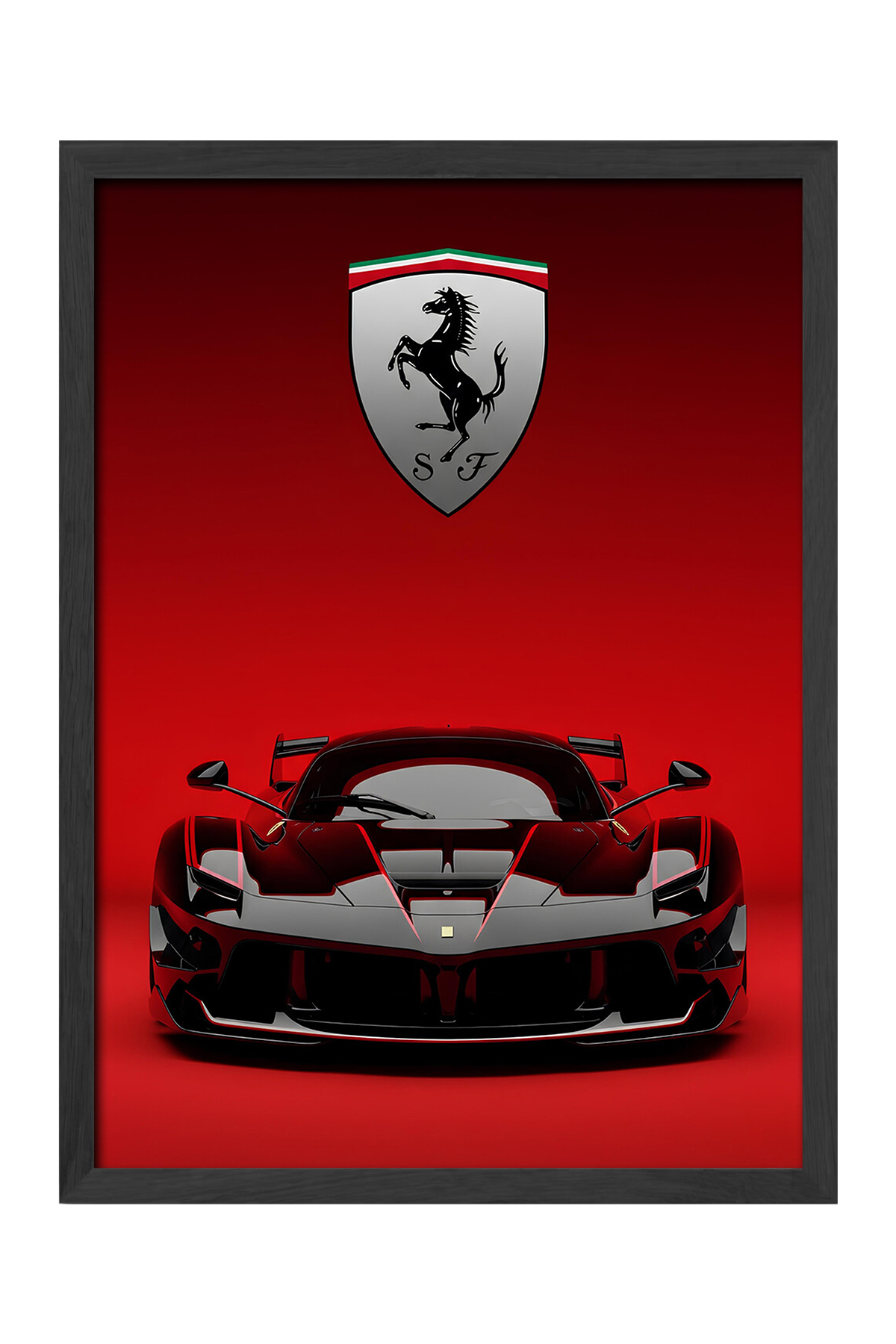 Duvarda Ferrari FXX-K Evo Siyah Ahşap Çerçeveli Poster, Dekoratif