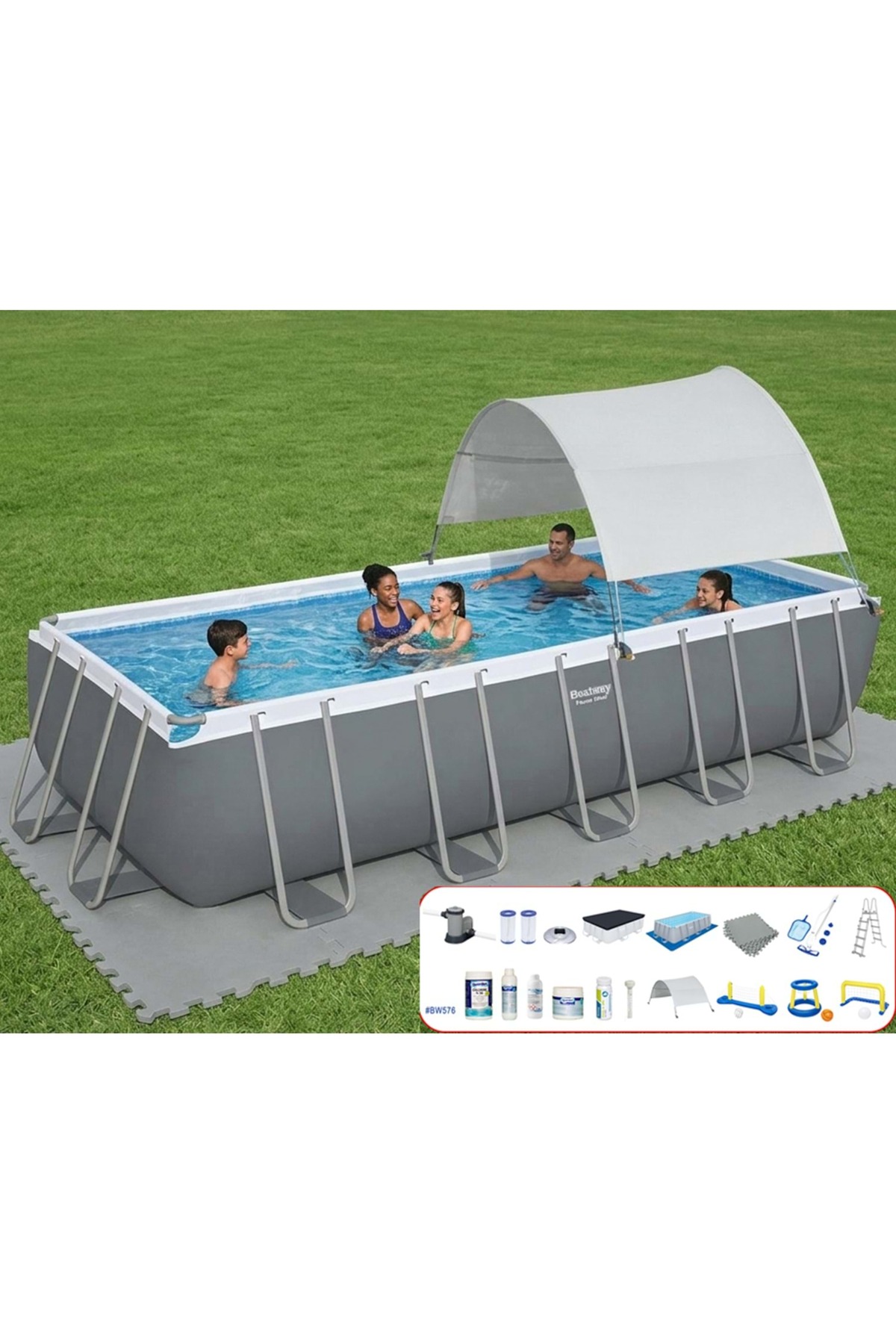 クールマン様 Bestway Gölgelikli Prefabrik Full Havuz Seti 640x274x132cm BW576