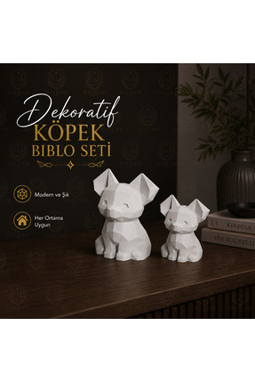 RIVEND Dekoratif Köpek Biblo Seti – Modern Geometrik 3D Baskı Köpek Heykeli (...