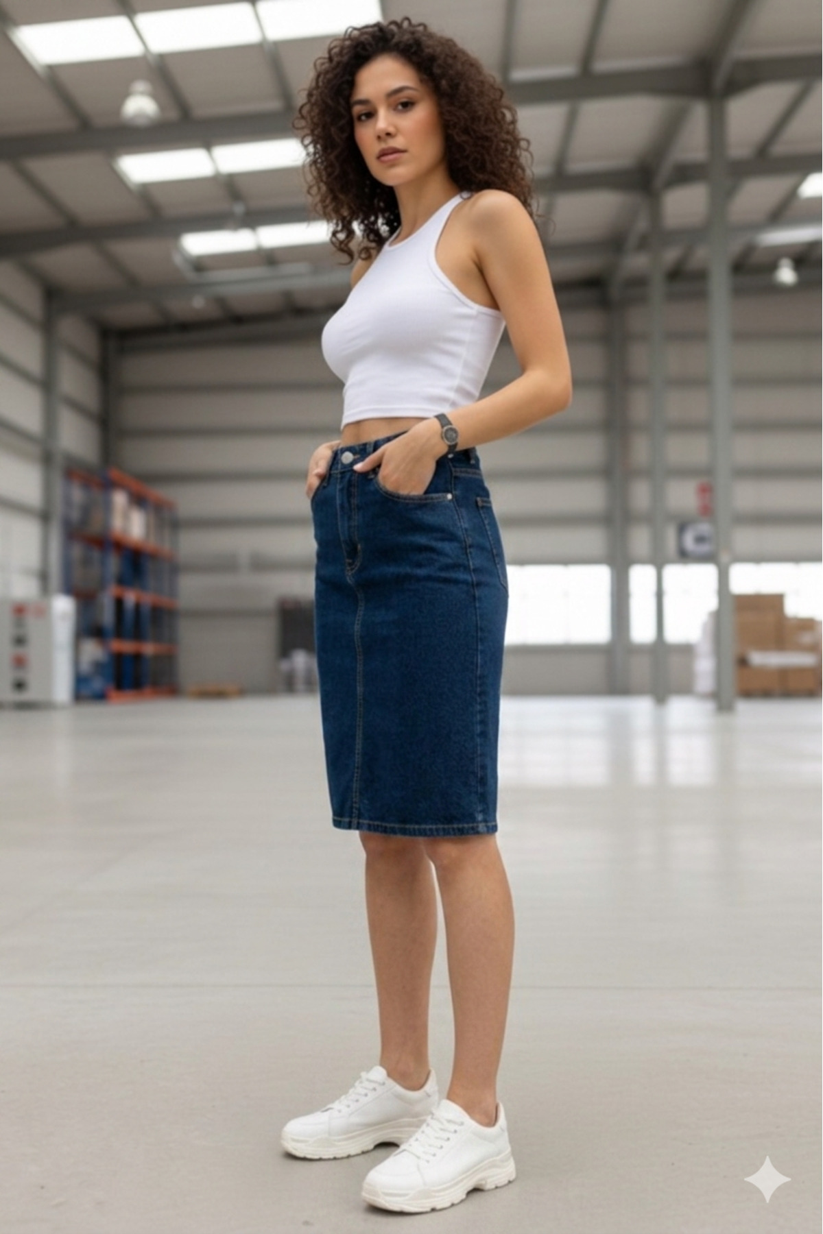 LAYAL MY BEAUTY Kadın Jeans Arka Yırtmaçlı Cepli Günlük Denim Kot Etek Yeni Sezon