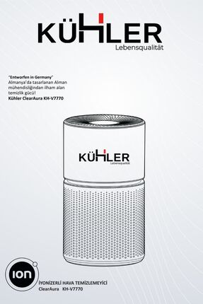 kühler Hava Temizleyici ClearAura KH-V7770 – İyonizer & 3 Aşamalı Filtre - Gri