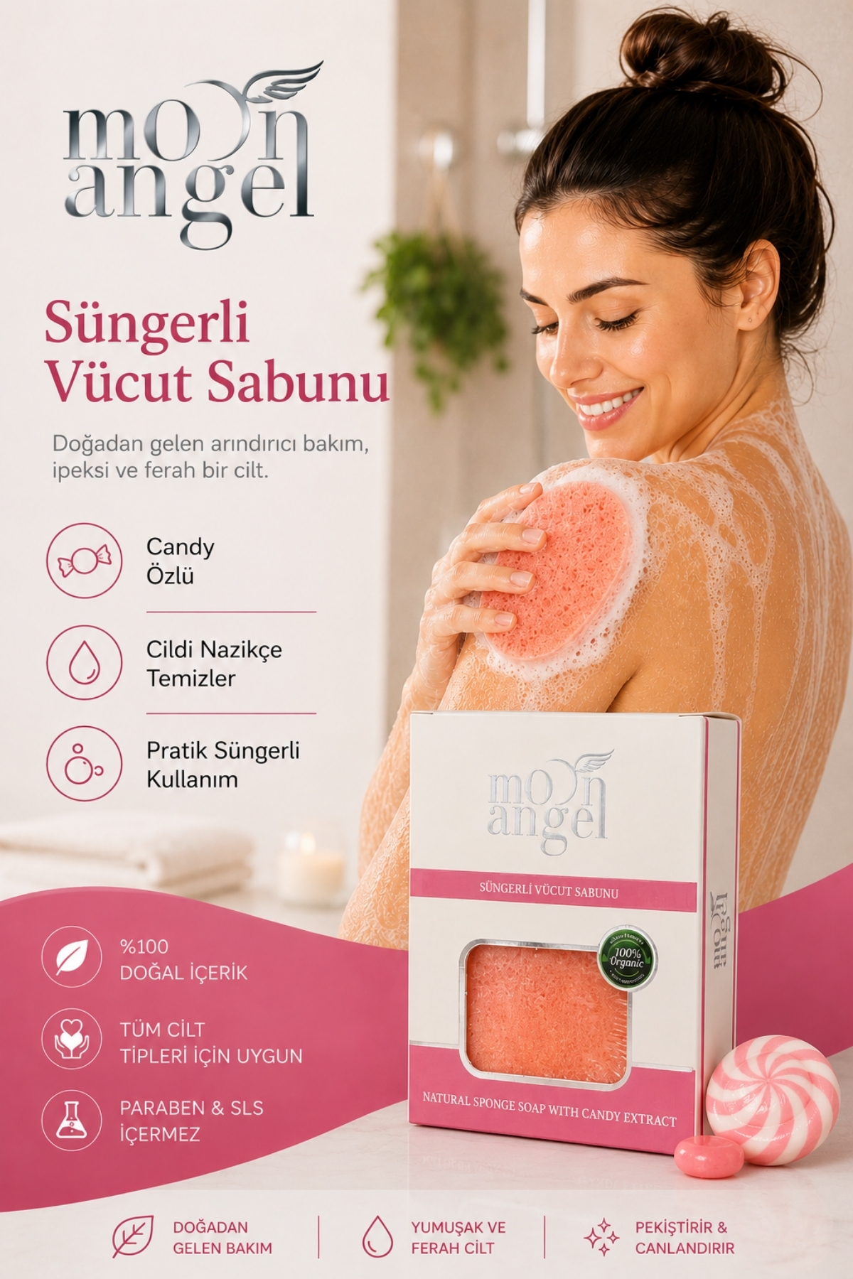 Süngerli Sabun Doğal Güzellik Candy Extract Vücut Sabunu — görsel 1