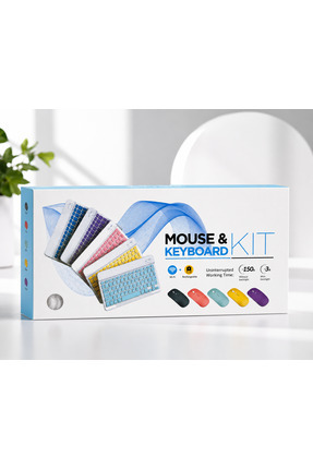 Bahzer ticaret Kablosuz Renkli Klavye Mouse Seti