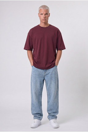 Respire Erkek Basic Oversize T-Shirt Bordo