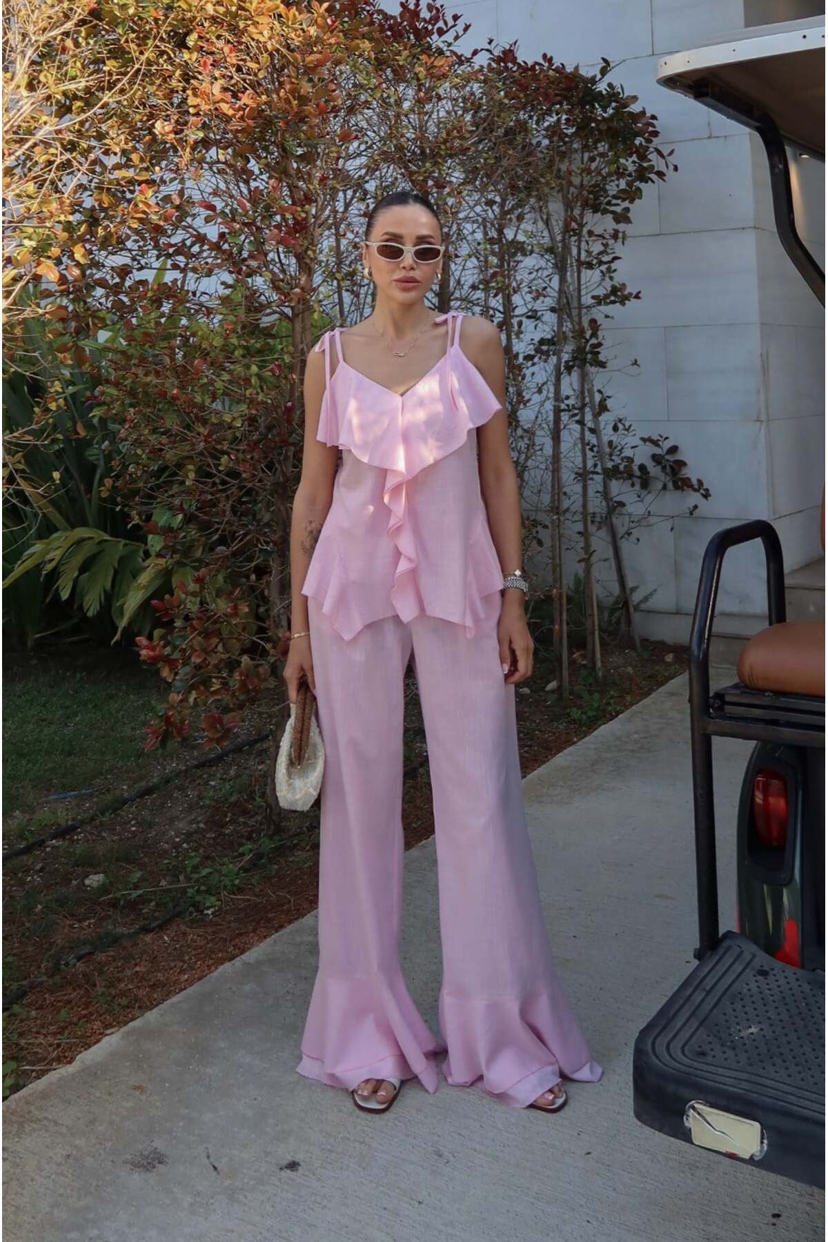 Havoş Rosa Giona Blusen-Hosen-Set mit Trägern