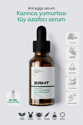 ZAHT Karınca Yumurtası Yağlı Tüy Azaltıcı Ve Tüy Serum 30ml %10 Aloe Vera ve ...