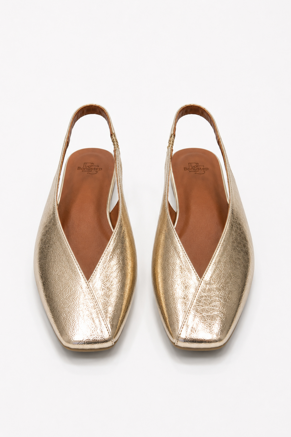 Genel Markalar Siena Kadın Gold Kare Burun Babet Slingback görsel 5