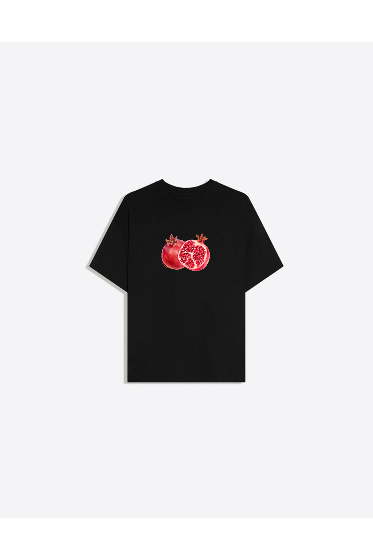 Pomegranate Printed Crew Neck Oversize Trendy Women's T-shirt