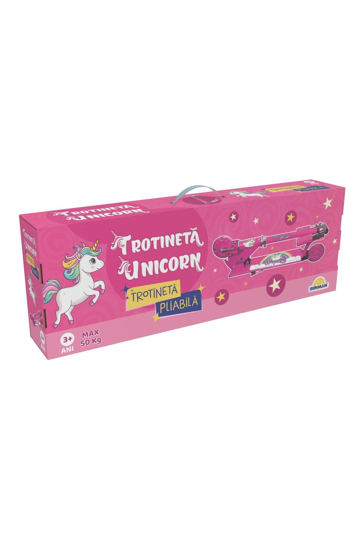 Sunman Trotineta pliabila cu 2 roti si lumini, Unicorn