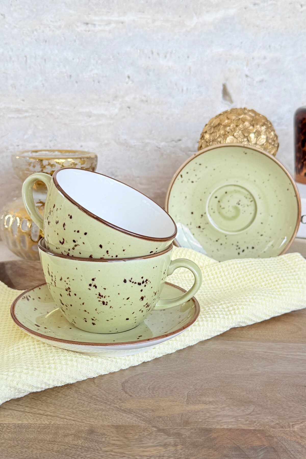 porselenden Latte Art Petrol Mavisi 4 Parça 2 Kişilik Porselen