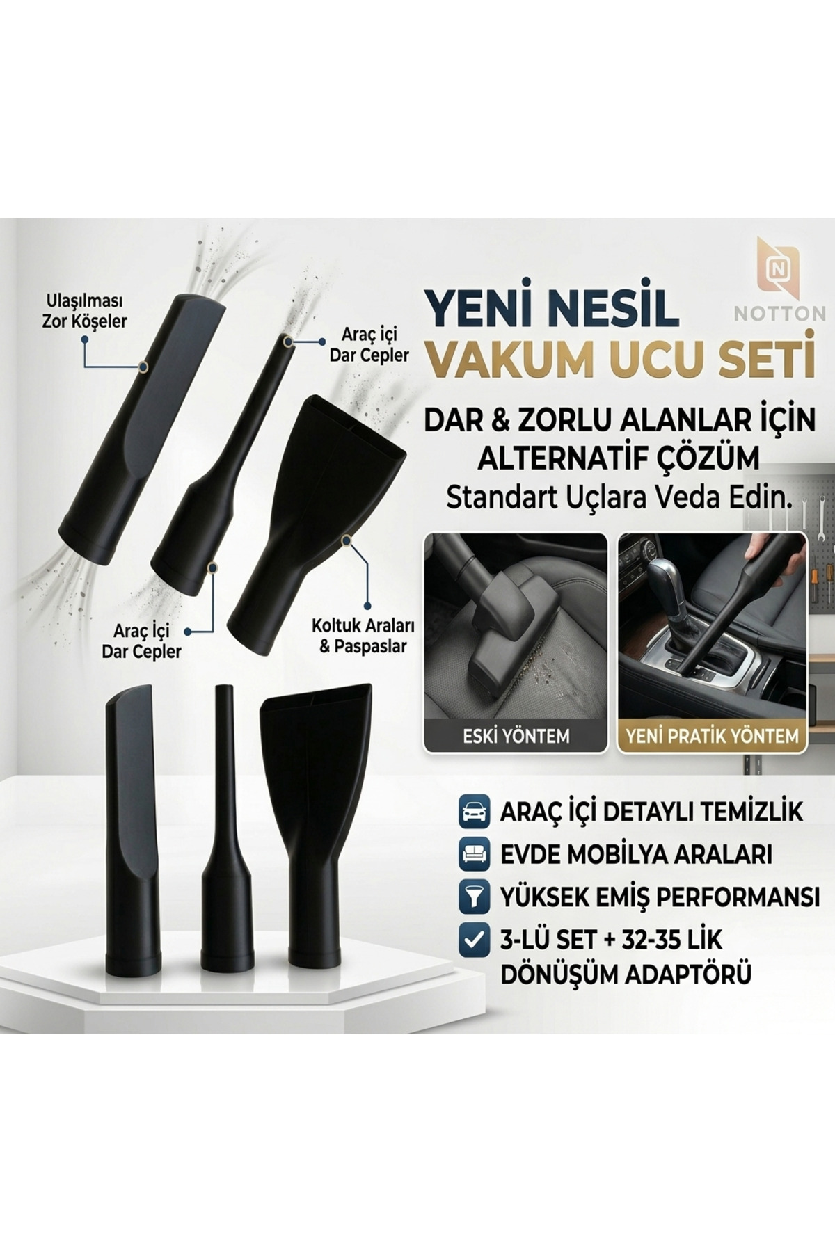 NOTTON Dar Ve Zorlu Alan Süpürge Ucu Seti - Fiyatı, Yorumları