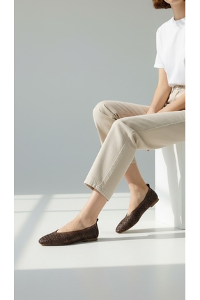 PİERRO SHOES Hakiki Deri Bella Lazer Kesim Günlük Kadın Babet