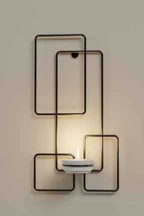 Dekula Tealight Şamdanlık Mum Duvar Şamdan Seramik Mumluk Askılı Siyah Metal ...