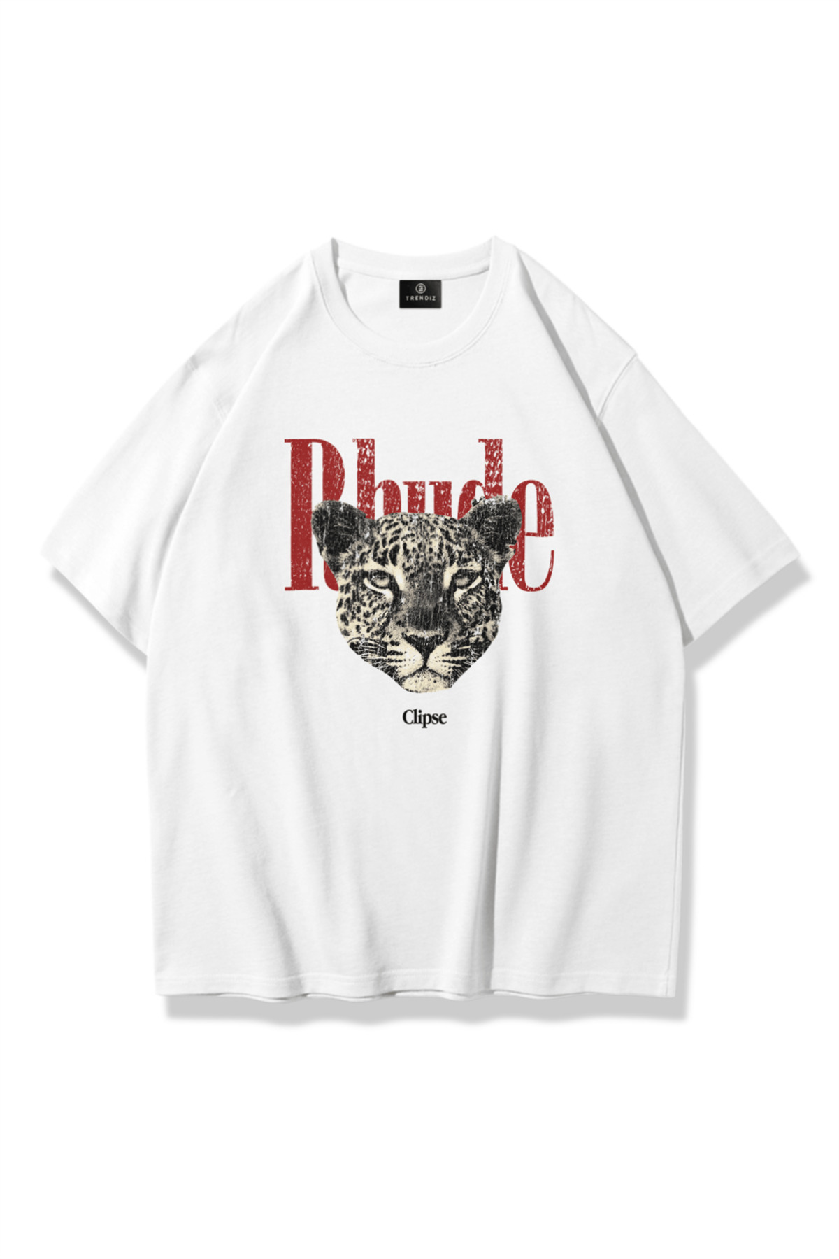 Co Trendiz Unisex Rhude Leopar Tshirt Beyaz