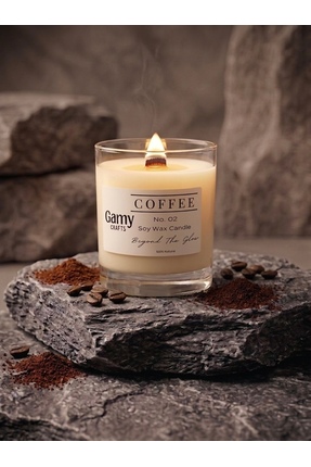 Gamy Crafts Kahve Kokulu Mum - %100 Doğal Soya Mumu Ahşap Fitilli Dekoratif C...