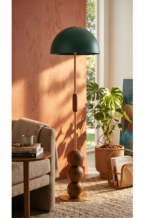 Vinner Haki Lambader Retro Tasarım Ahşap Detaylı Metal Gövdeli Modern Dekorat...