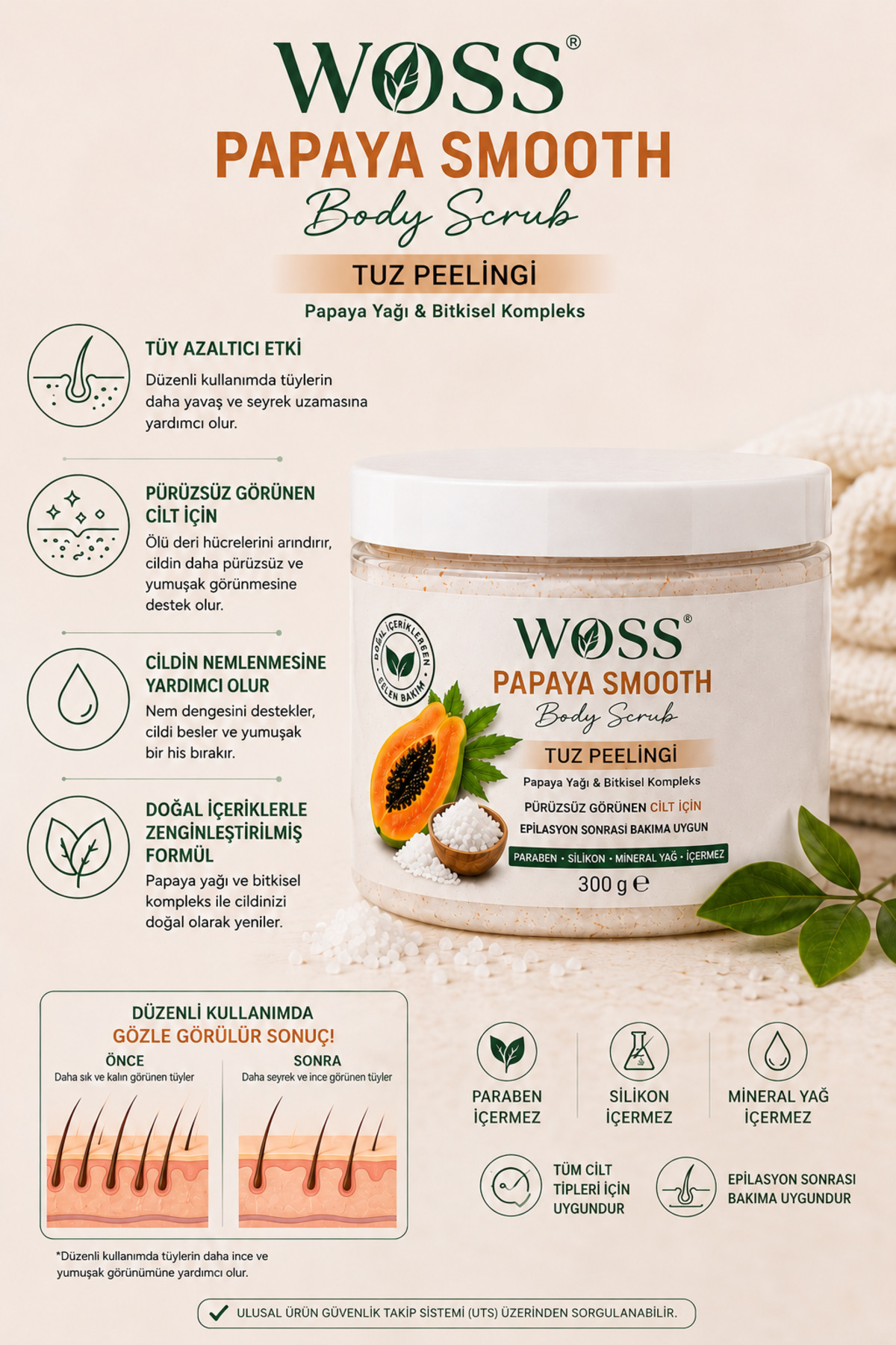 PAPAYA SMOOTH BODY SCRUB 300 G. — WOSS10001 — تصویر 3 از 4