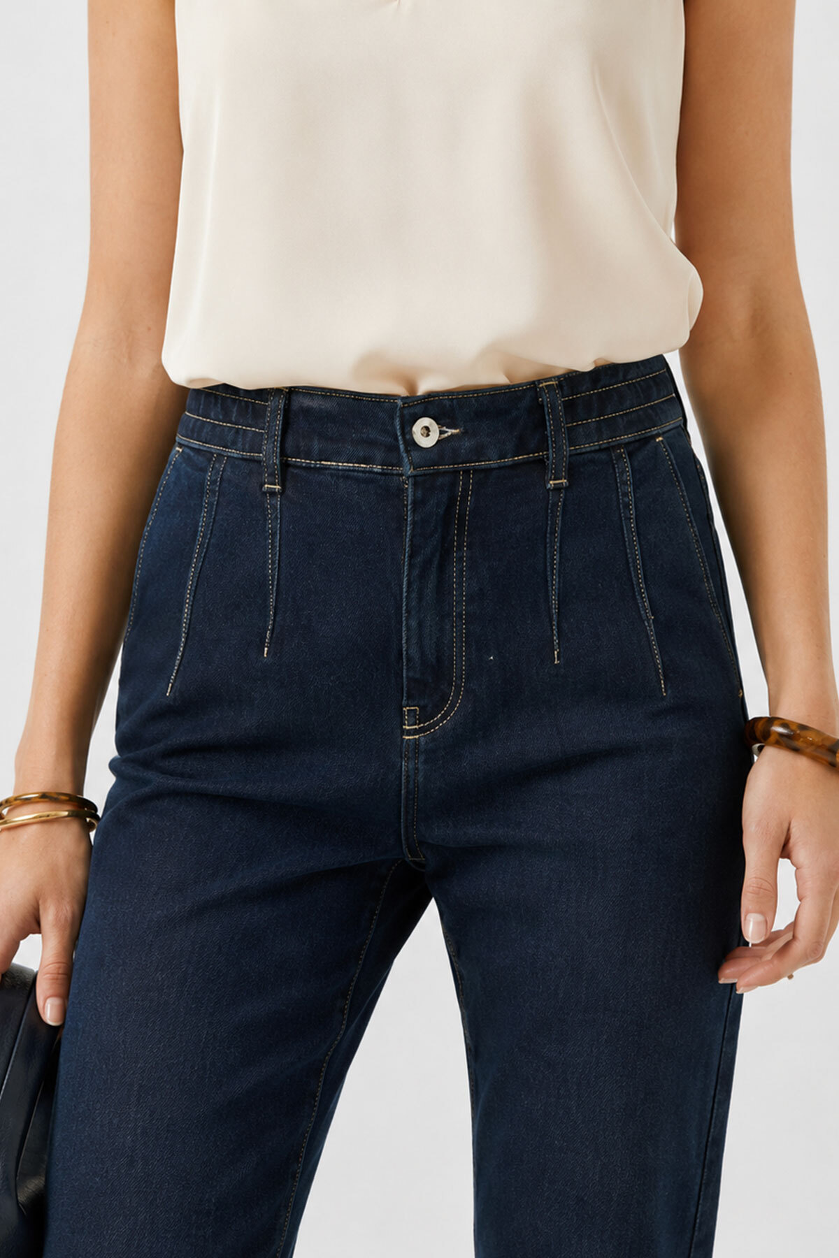 VENA Kadın Norah Deep Dark Blue Beli Lastikli Jean Pantolon - Deep Dark Blue görsel 3