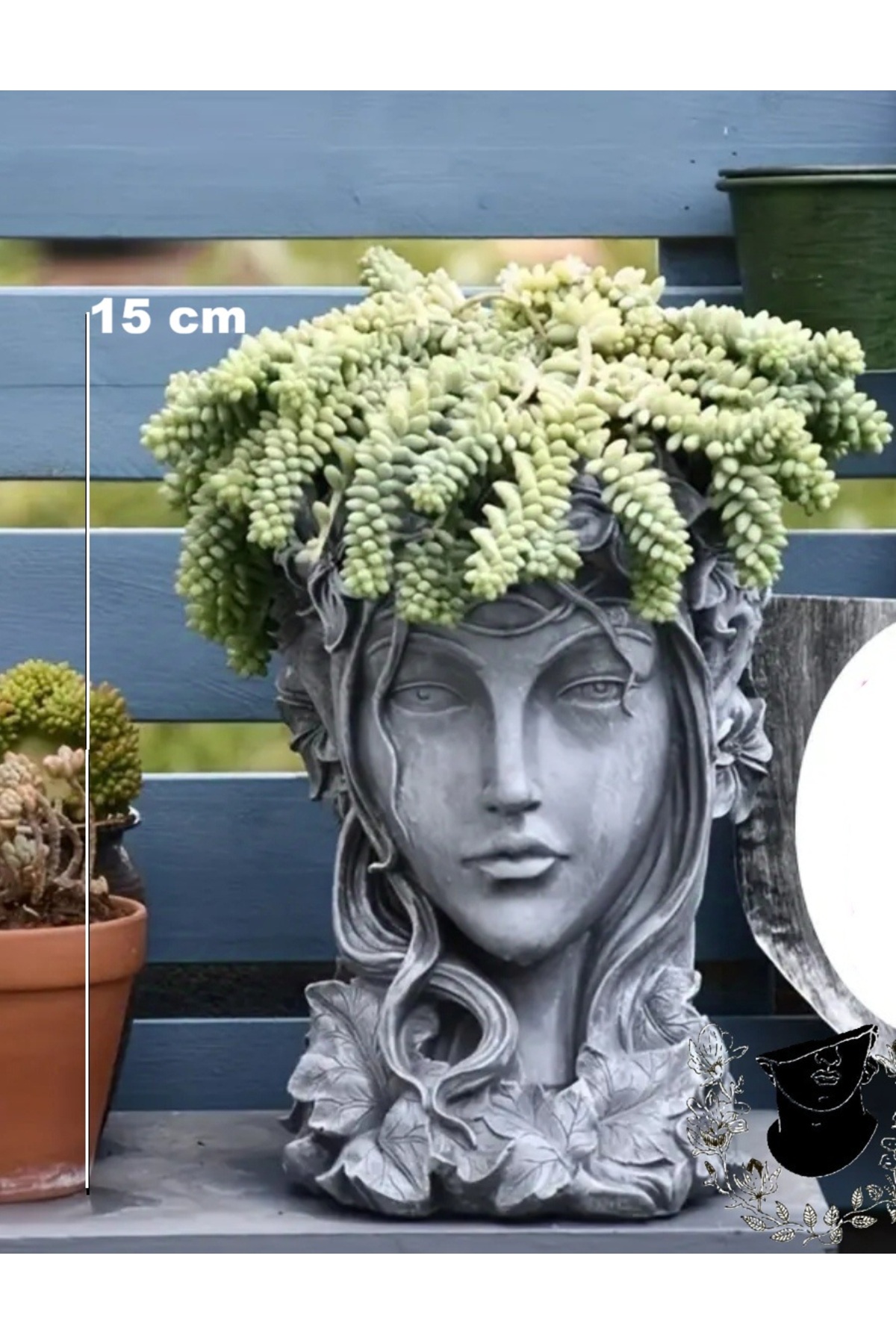 15 Cm Natural Stone Casting Queen Bust Flower Pot Decorative Plant Pot