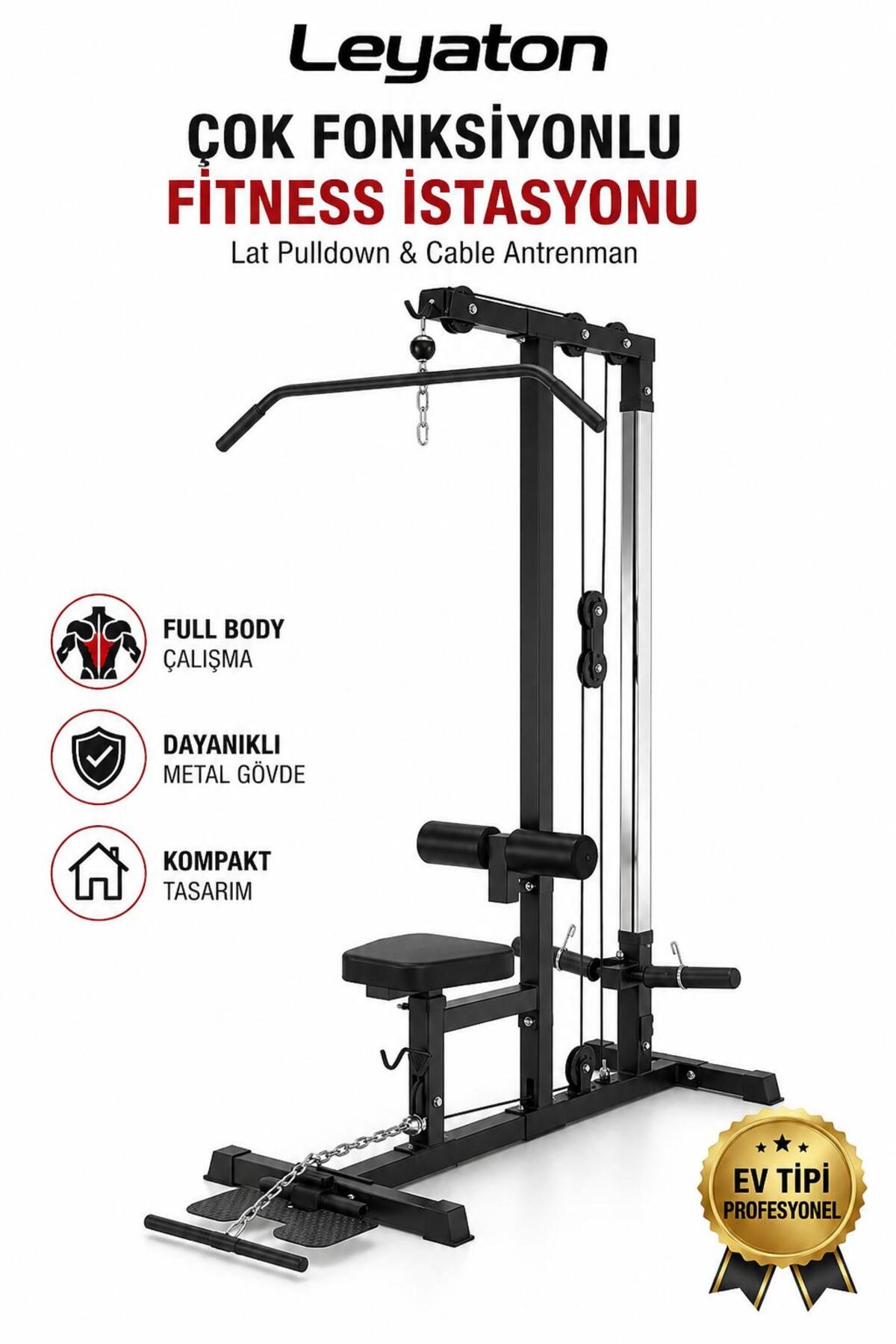 Leyaton Çok Fonksiyonlu Fitness İstasyonu Lat Pull-Down Cable Antreman Bar Makinesi