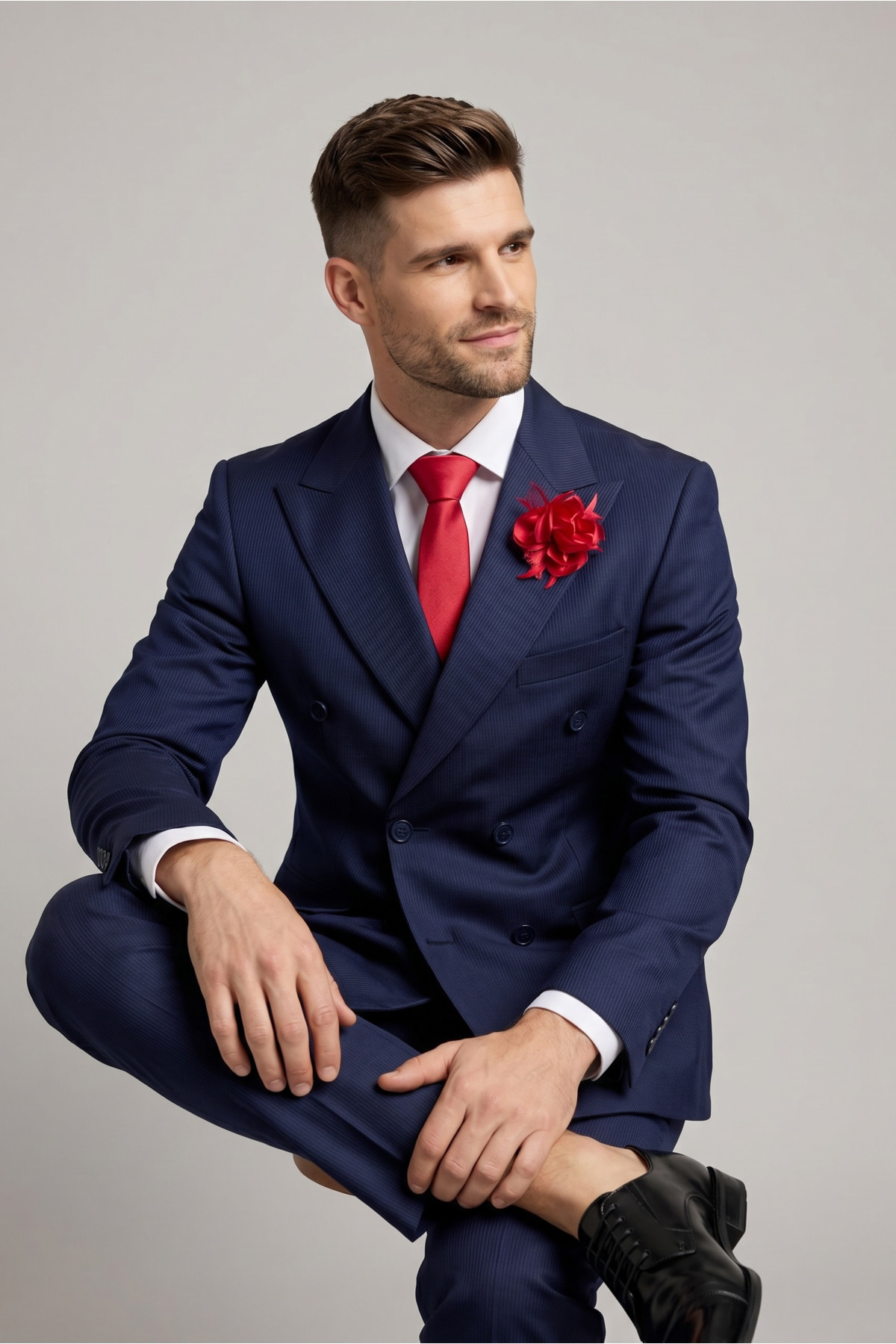 AtlasGiyim Erkek Kruvaze Fitilli Slim Fit Takım Elbise (new collection) görsel 5