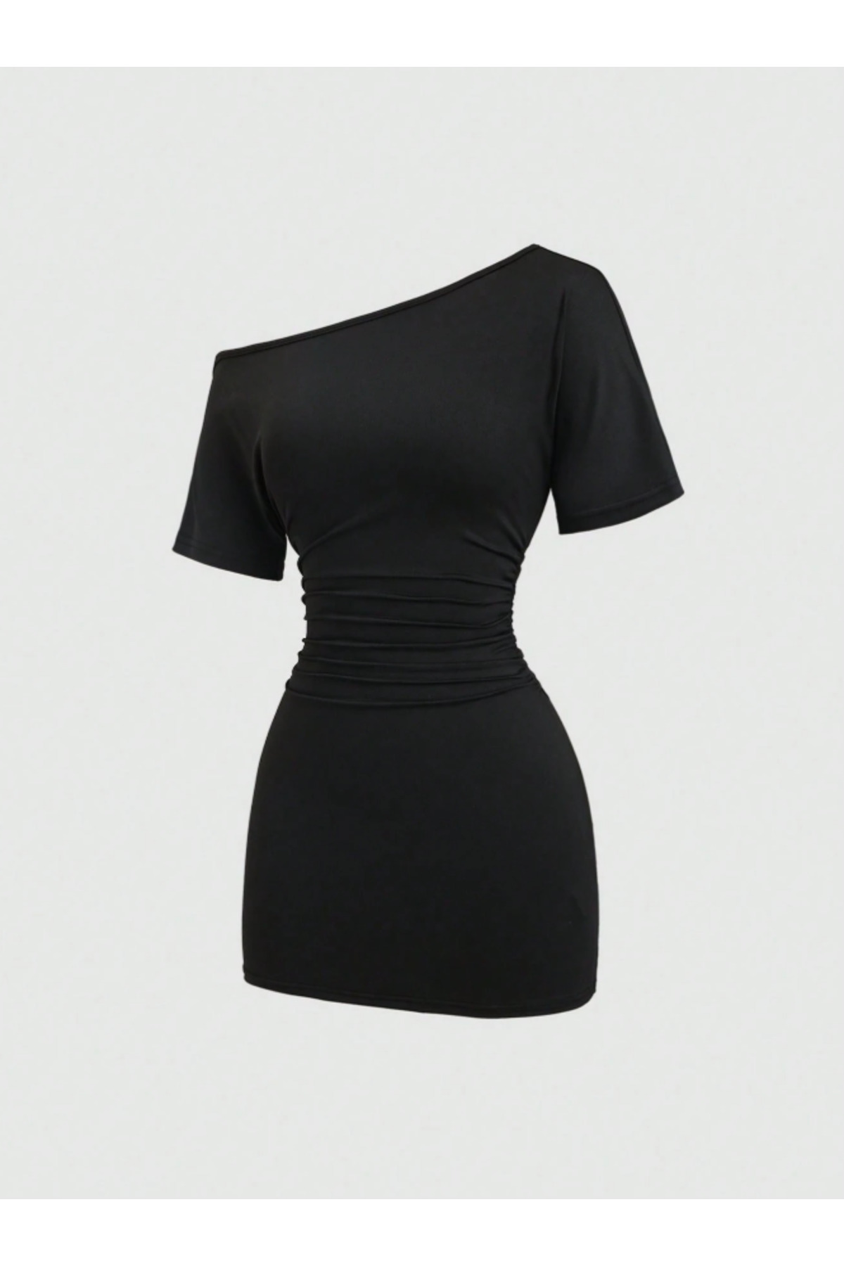 Low Shoulder Shirr Detailed Mini USA TRENDS Dress - DO385421