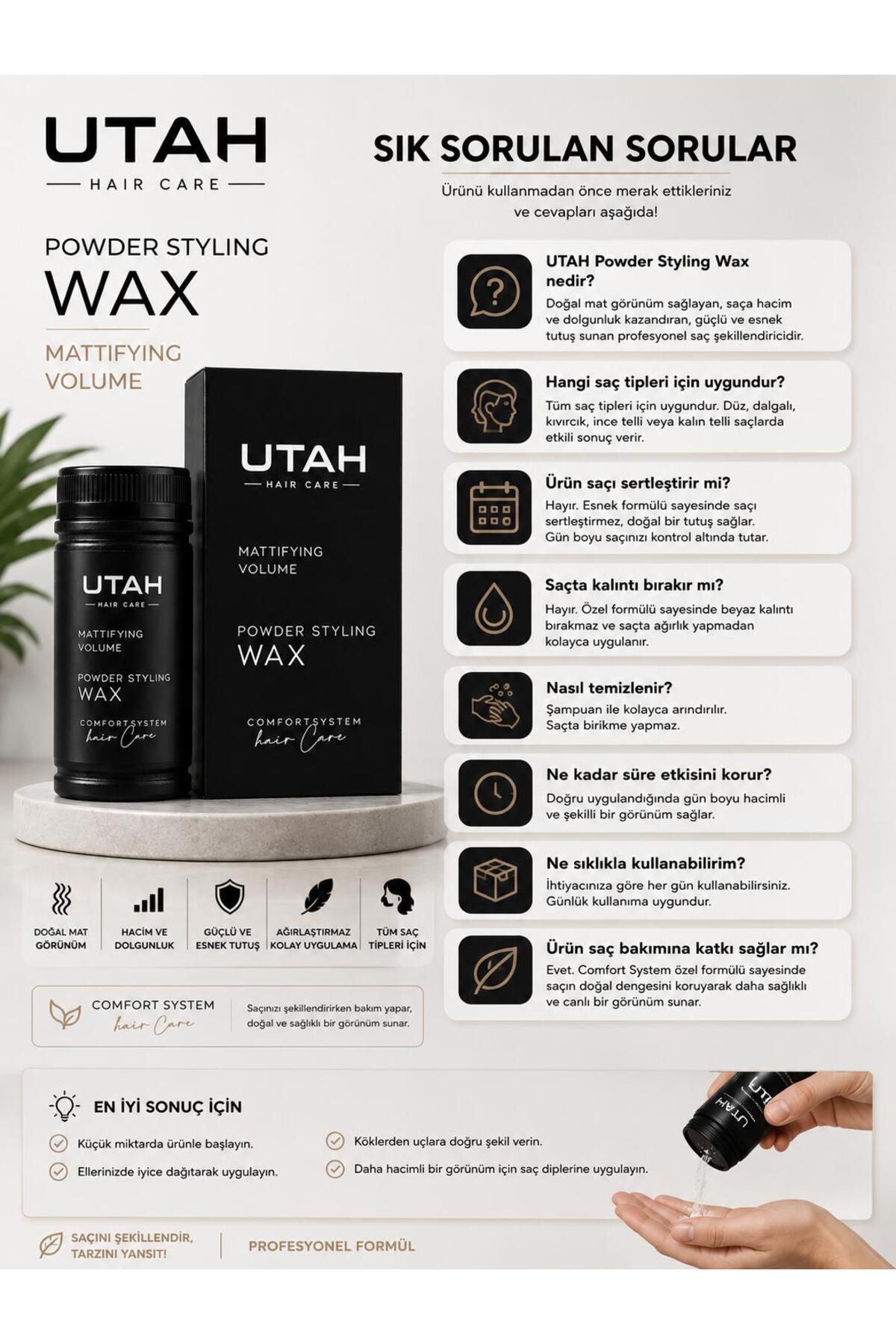 Matt Volume – Yüksek Hacim Verici Toz Pudra Wax (20 gr) 👉 "Yüksek Hacim" — UTMTY — تصویر 4 از 4