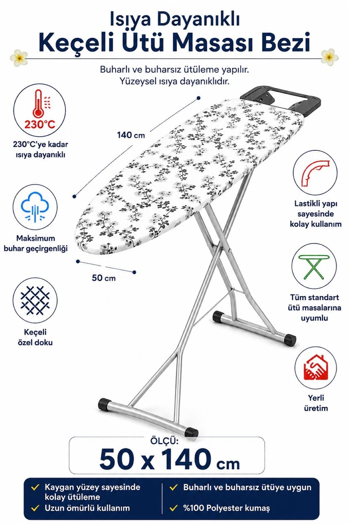 Ironing Board Case (50*140 cm Ironing Board Cloth with Sealed Elastic