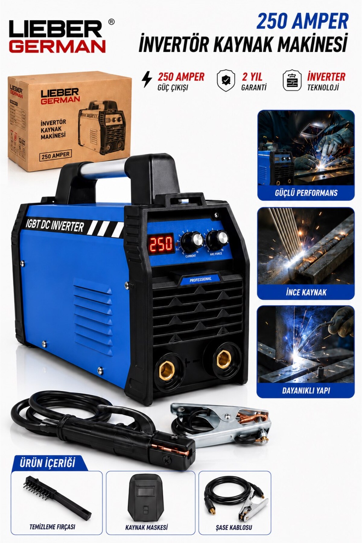 リンパインピーダンスII Lieber German IGBT 250 Amper Dijital Ekranlı Çift Kartlı İnvertör