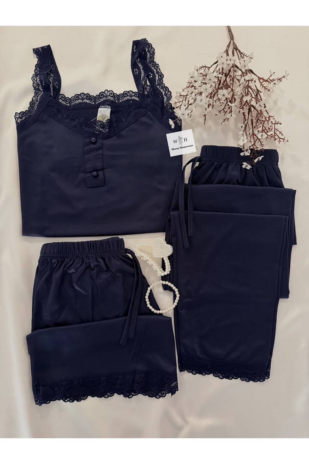 Navy Blue Extraordinary 3-Piece Soft Pajamas Set