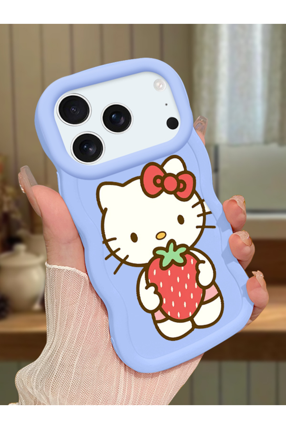 iPhone 17 Pro Max Compatible Case Camera Protector Blue Silicone Couple Phone Case Kitty Pattern
