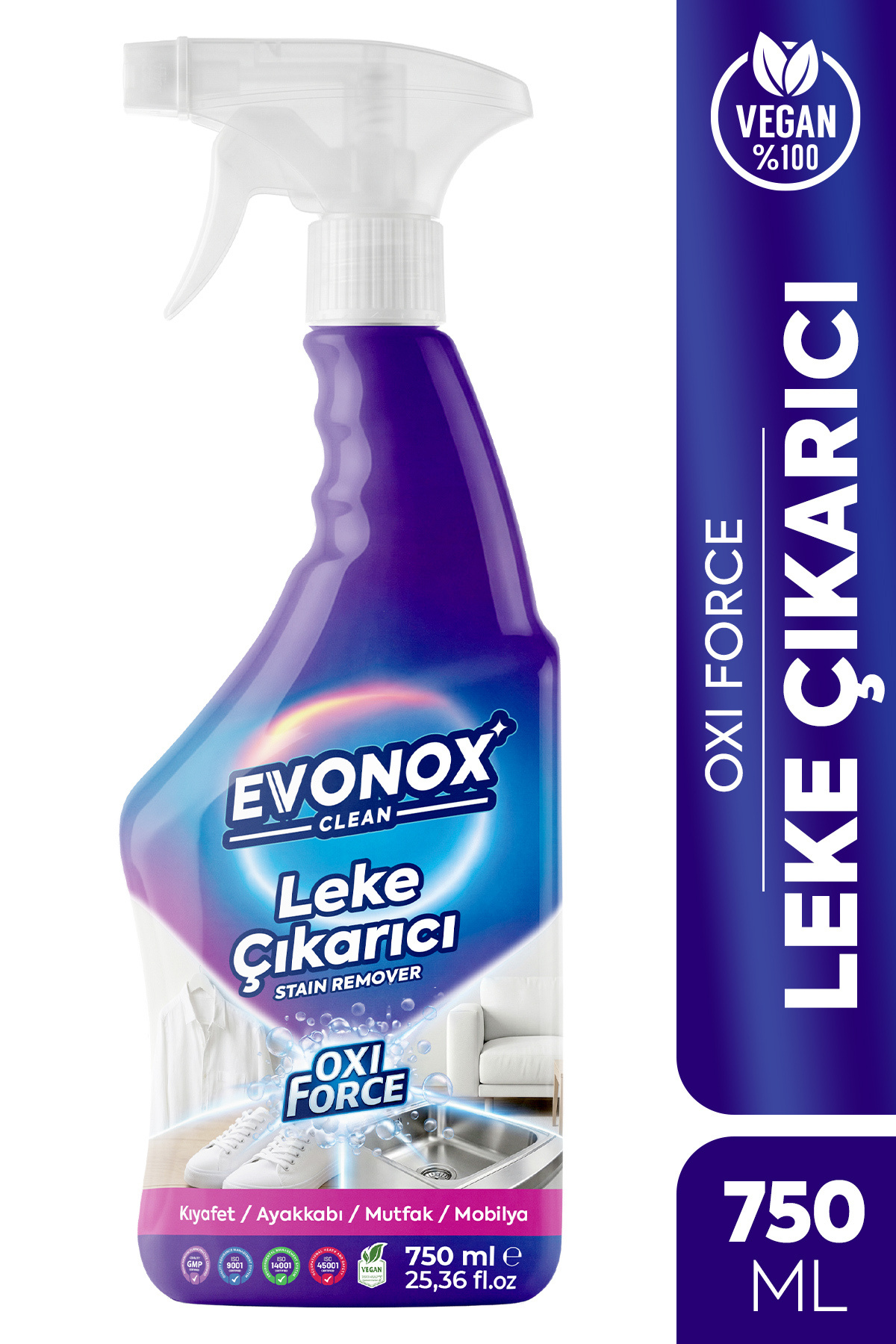 Evonox Oxi Force Sıvı Leke Çıkarıcı Güçlü Leke Çıkarıcı, Beyaz ve Renkli Çama...