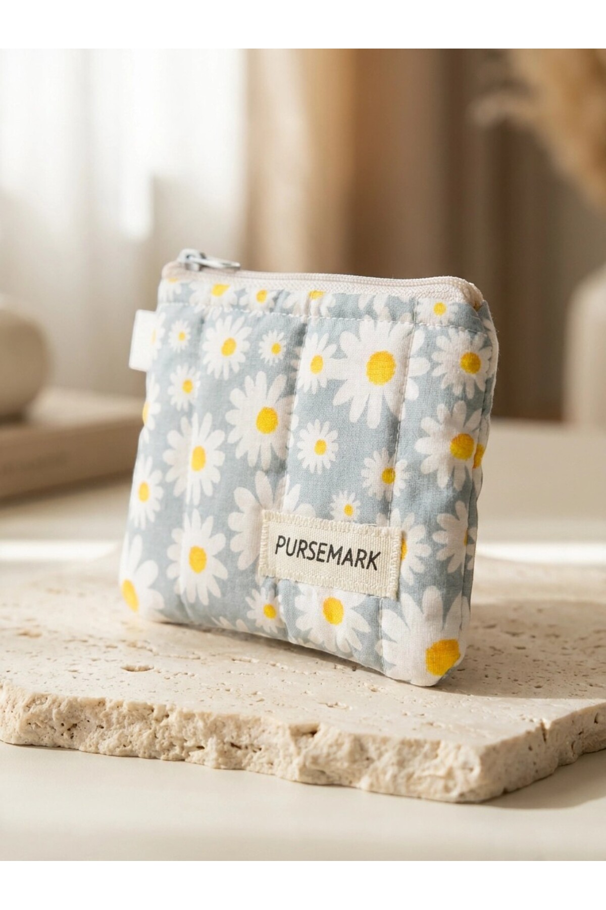 PURSEMARK Papatya Çiçek Desenli El Yapımı Küçük Cüzdan görsel 2