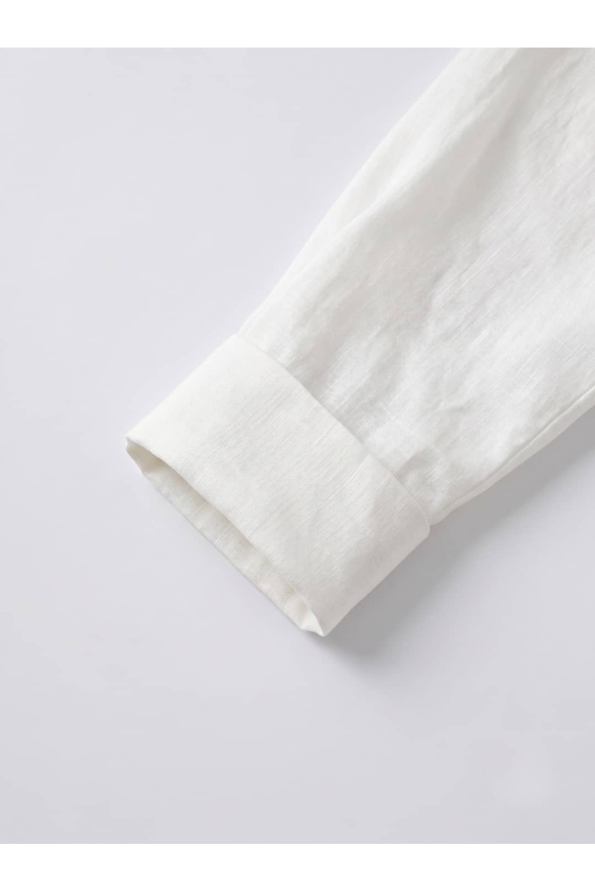 Astarlı Düğmeli Oversize Beyaz Keten Takım 4