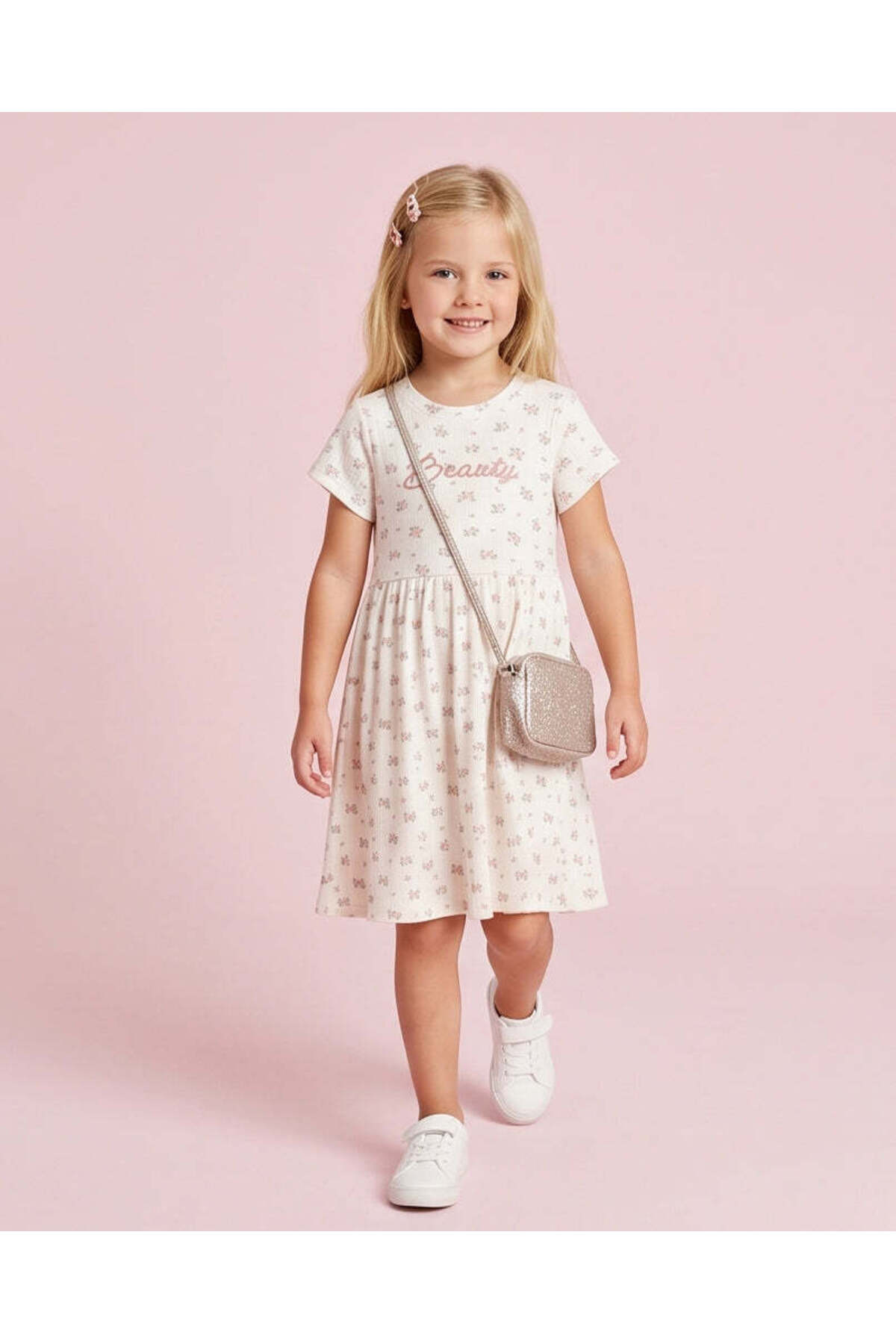 REDTAG Girls Multicolour All Over Print Knee Length Dress