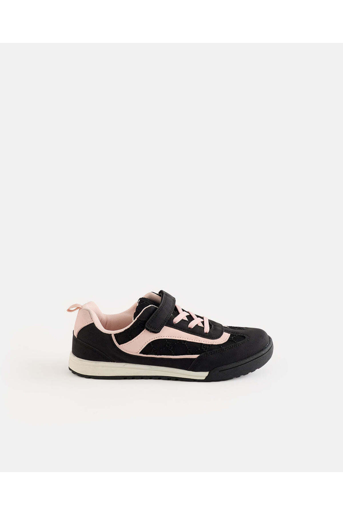 REDTAG Girls Black And Pink Material Block Sneakers