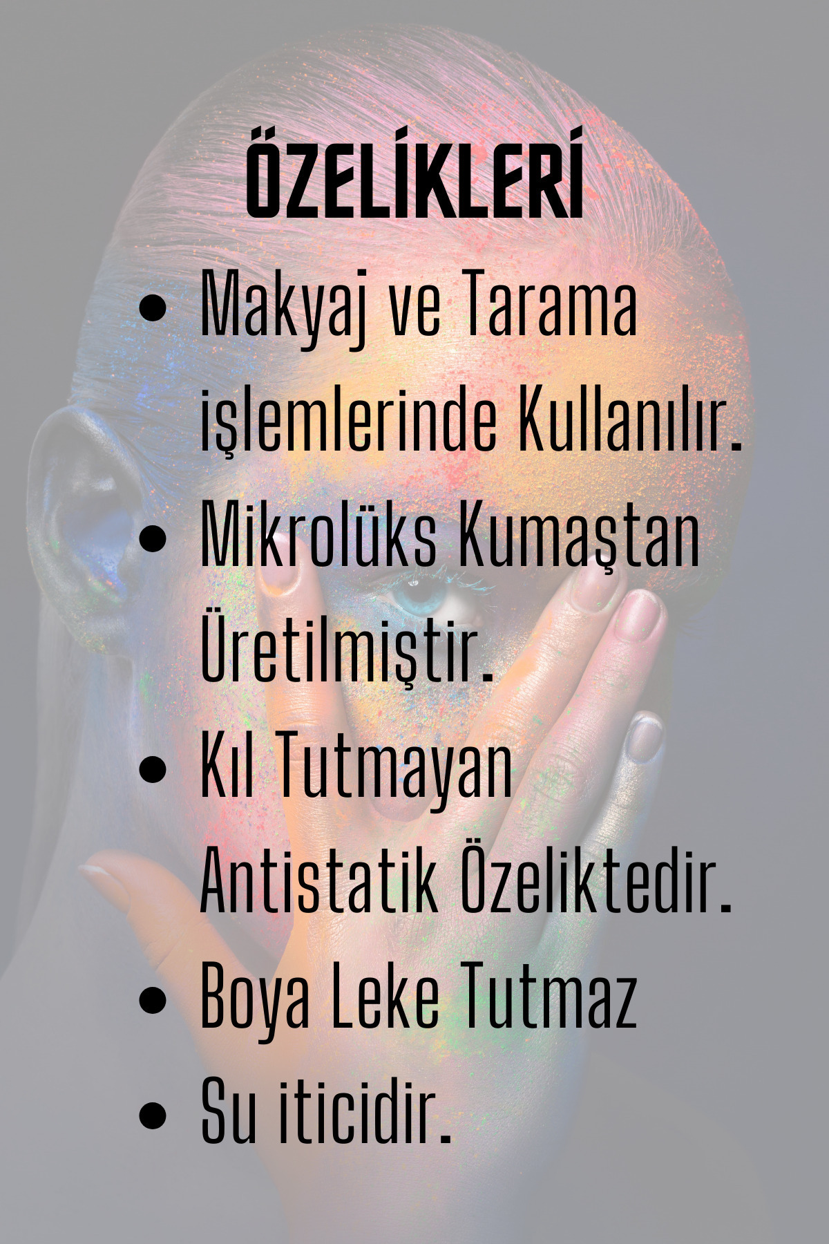 Makeup Kıl, Boya ve Leke Tutmayan, Su İtici Makyaj Penuarı Gri — MakyajPenuarıGri — تصویر 3 از 3