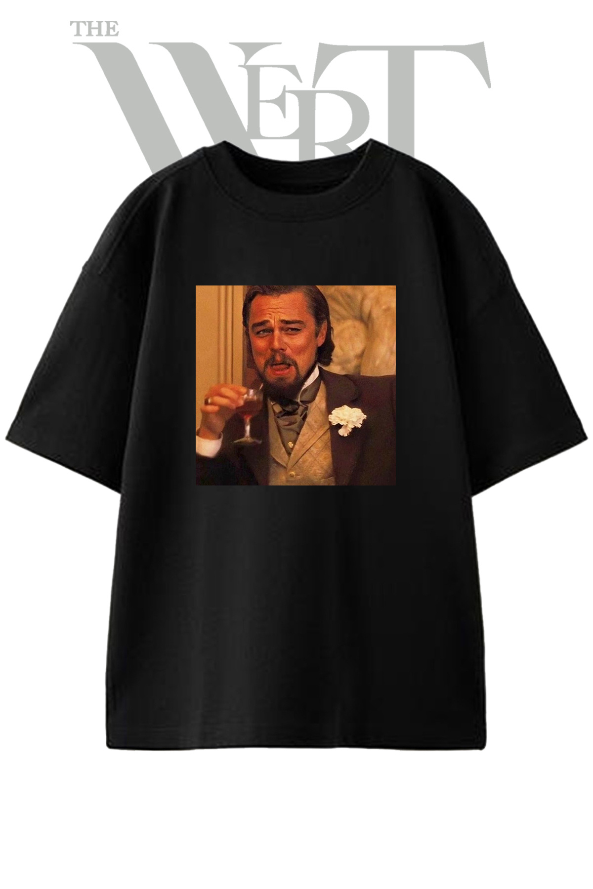 THEWERT Dicaprio Meme Design Printed Unisex Black Oversize T-Shirt