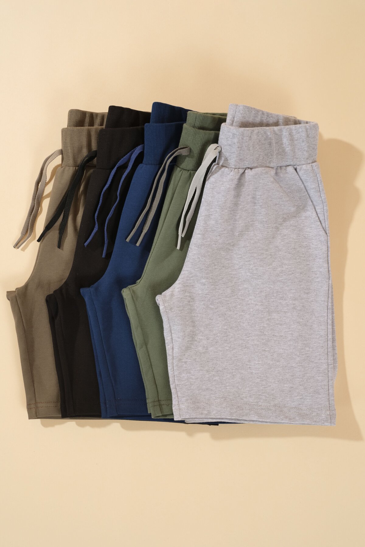 BAYKAR Unisex Çocuk Beli Lastikli Cepli Pamuklu Şort 9050 Lacivert görsel 7