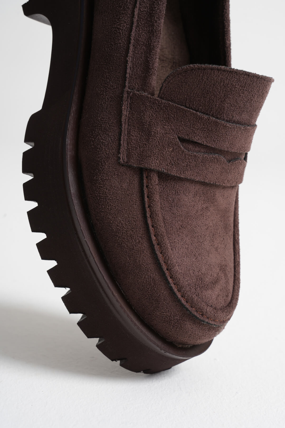 Cool Feet Kadın Acı Kahve Süet 4cm Kalın Tabanlı Loafer Ayakkabı görsel 5