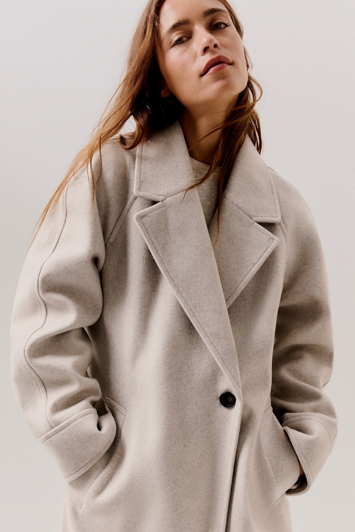 Bershka Soft touch kemerli uzun kaban görsel 4