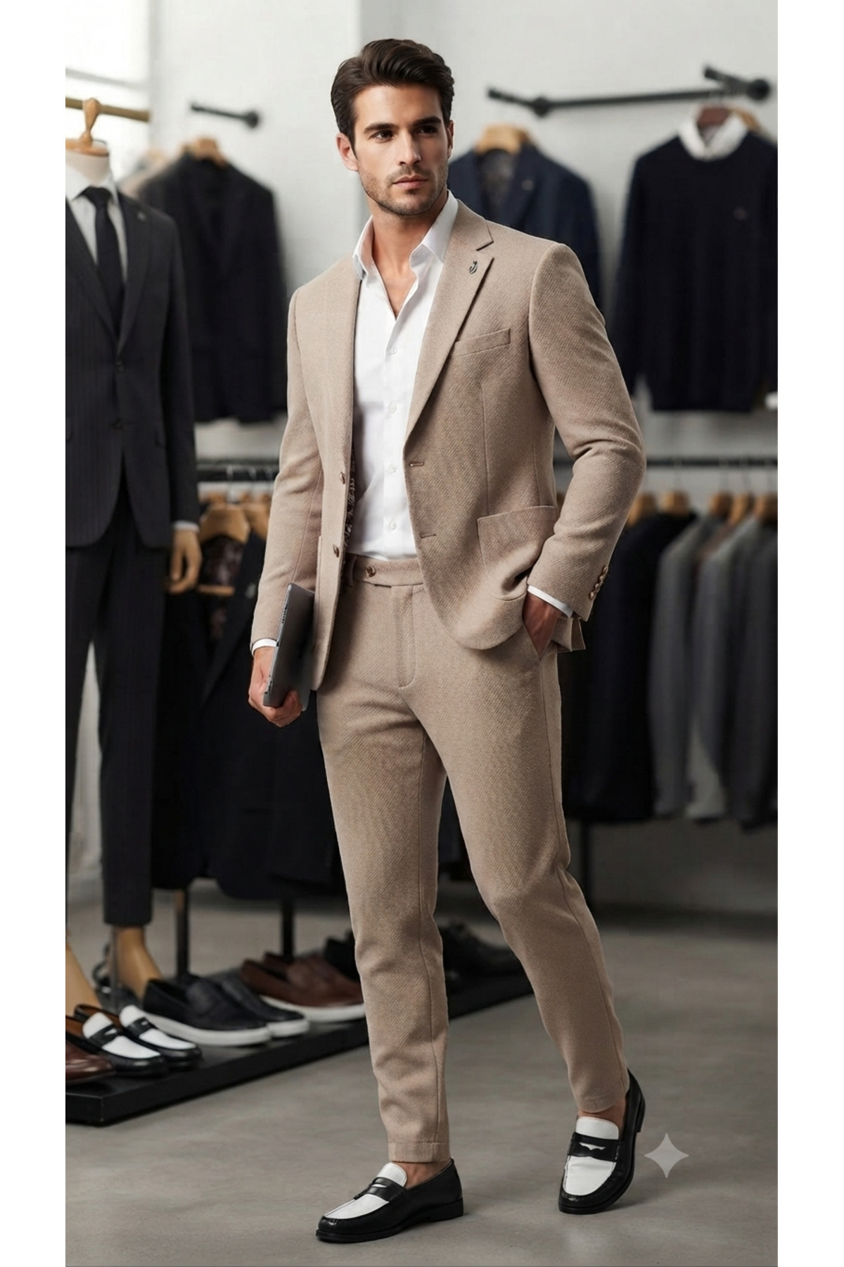 Vizon Slim Fit Dar Kesim Jogger/Spor Takım Elbise — کرم 33200558 — تصویر 4 از 5