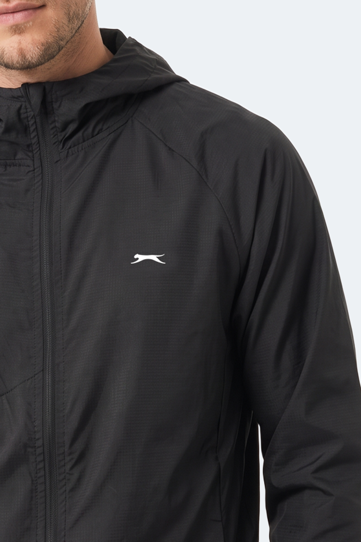 Slazenger REPHAR Erkek Kapüşonlu Fermuarlı Siyah Yağmurluk görsel 2