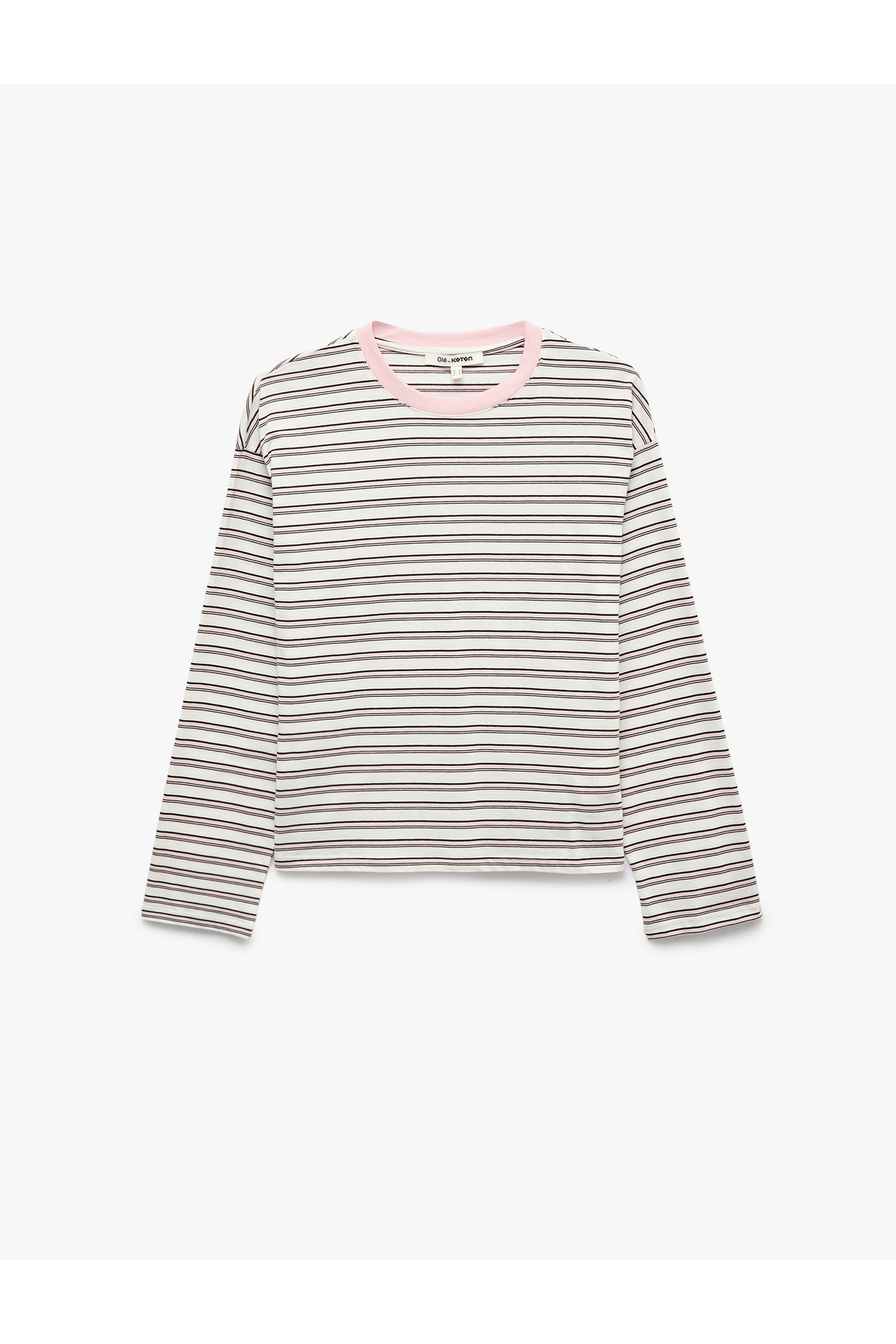 Koton Comfortable Fit Long Sleeve Crew Neck Cotton Striped T-Shirt