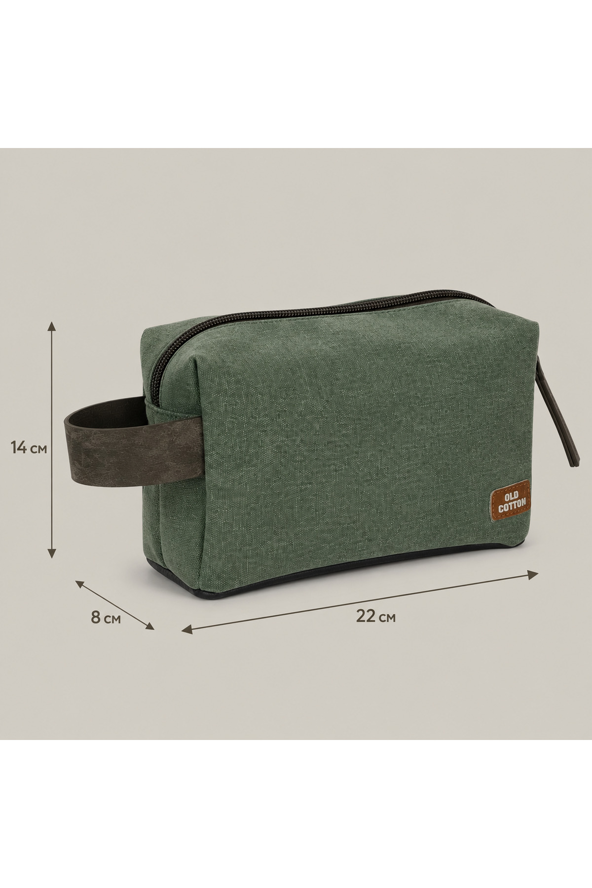 OLD COTTON BAGS Yeşil Kanvas Unisex El Çantası Fermuarlı Günlük Organizer Çanta 22x14x8 cm görsel 2