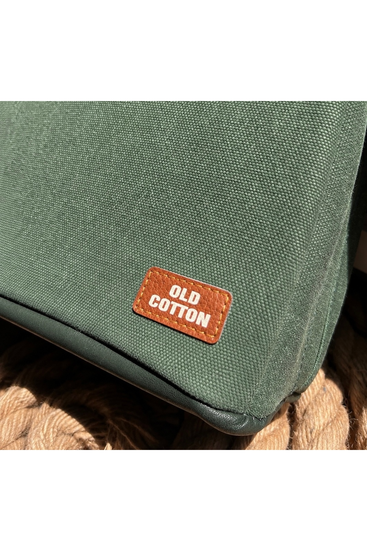 OLD COTTON BAGS Yeşil Kanvas Unisex El Çantası Fermuarlı Günlük Organizer Çanta 22x14x8 cm görsel 7
