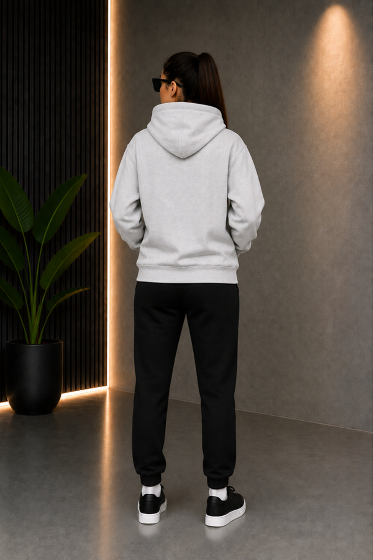 Unisex Kışlık Sweatshirt & 2 İplik Mevsimlik Eşofman Altı Takım Los Angeles Baskılı — خاکستری COMLOSK — تصویر 3 از 5