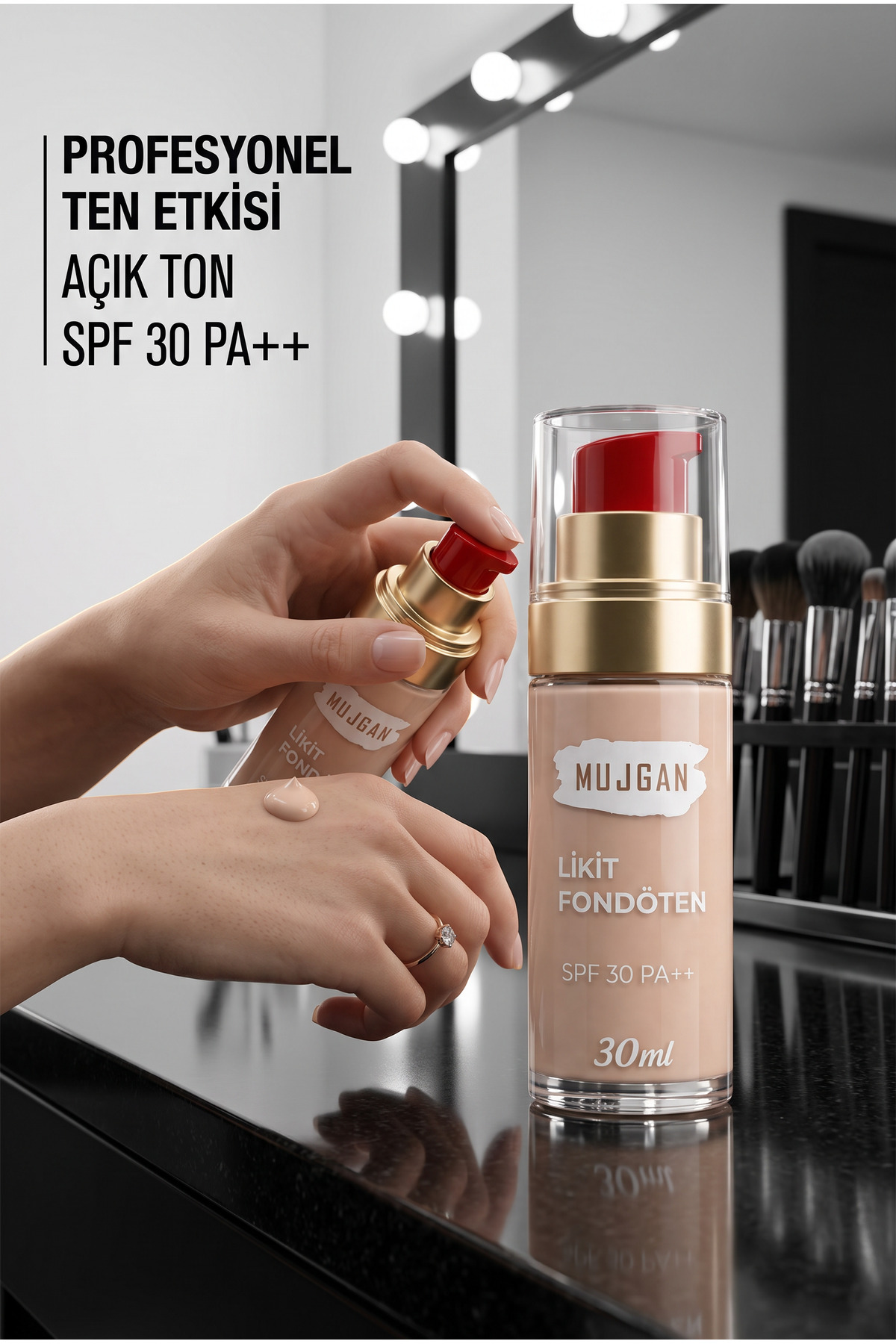 MUJGAN Profesyonel Yüksek Kapatıcılı Likit Fondöten Açık Ton 30 ml