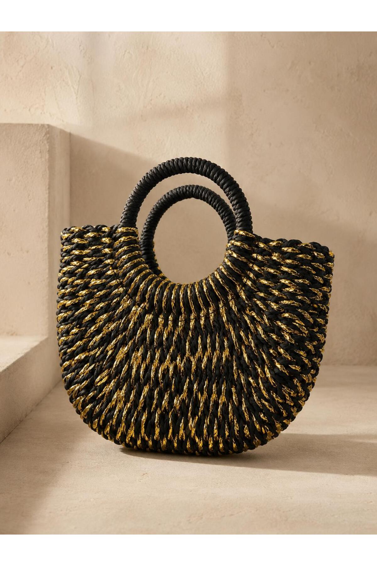 Genel Markalar Siyah Hasır Çanta 25x23 CNT1195K