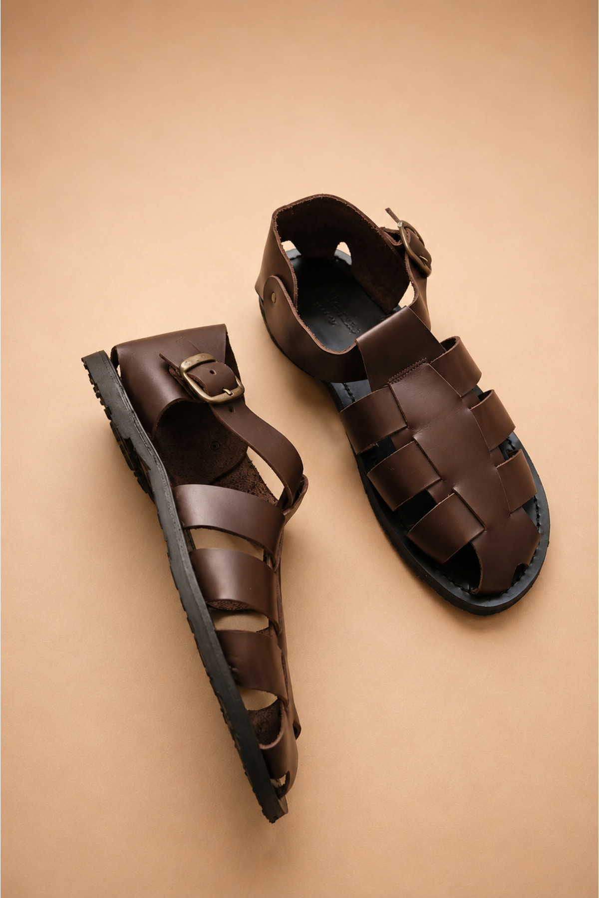 HalikarnasSandals Hakiki Deri Kahve Erkek Sandalet - 7001 görsel 4
